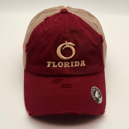 Ladies Ponytail Hat Cardinal/Khaki Khaki logo