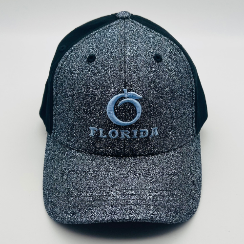 Ladies Ponytail Hat Stardust/Black Light blue logo