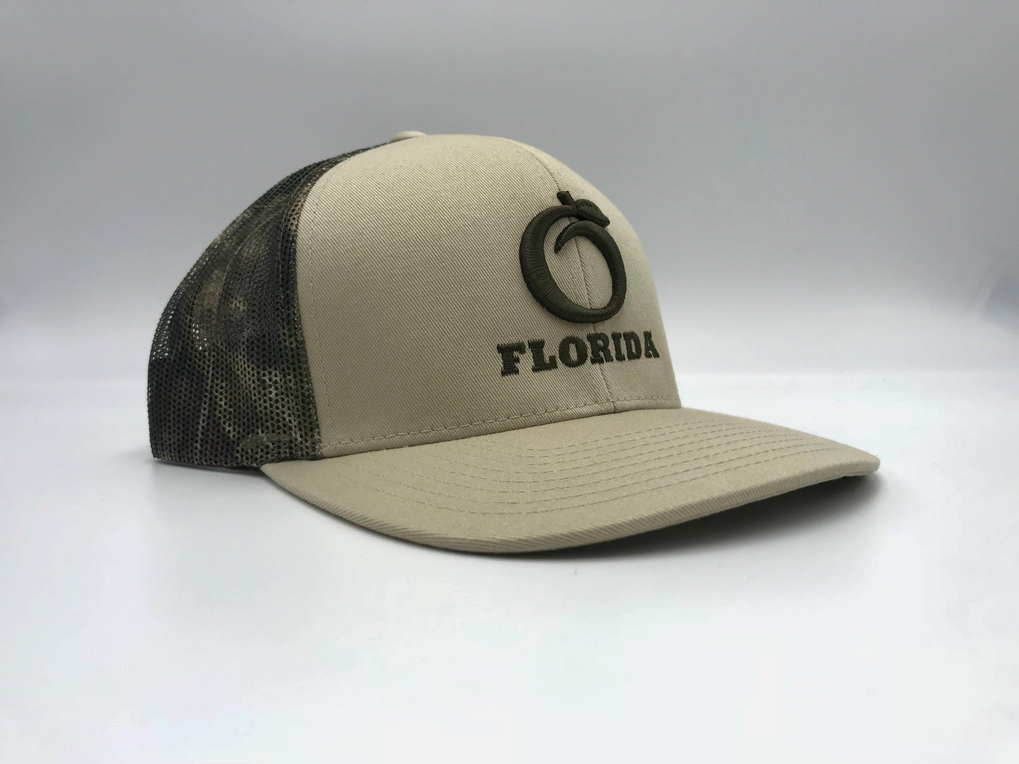 Florida Snapback Tan/Camo Moss logo