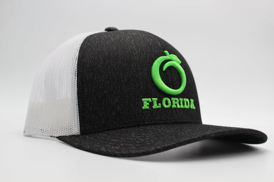Florida Snapback Black Heather/White Limedrop logo