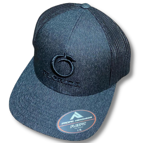 FH Flex Fit Heather Black/Black Black logo