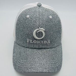 Ladies Ponytail Hat Silver/White White logo